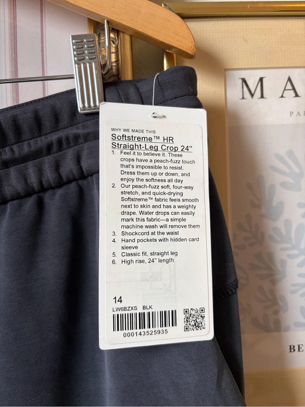NWT Lululemon Softstreme HR Straight Leg Crop 24” Black 14 - Picture 9 of 9